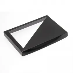 24 Choc Gloss Black Folding Lid with Triangular Window